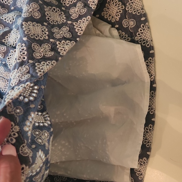 Peek Denim Jean Embordiered Skirt Large 8 - Picture 6 of 8